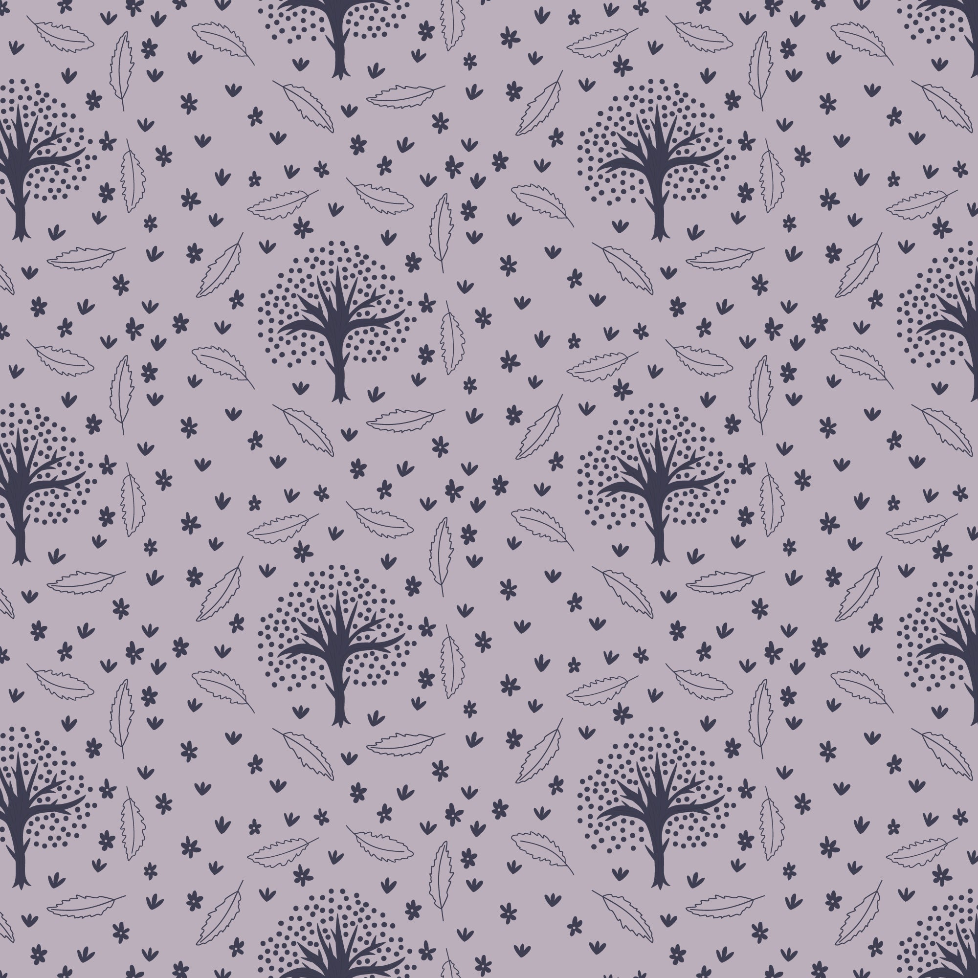 Whimsical Forest Floor by Mel Armstrong : Winter Thicket Lavender Gray ...