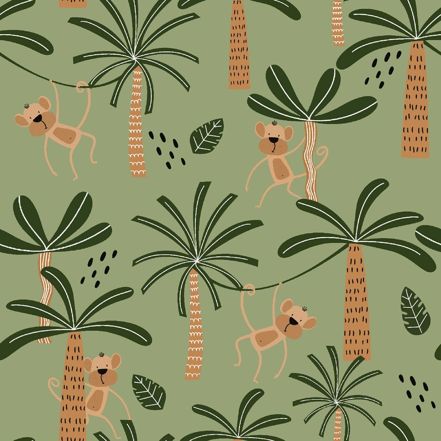 Wild Safari by JJ House Design : Monkey Around Green 24195-GRN-CTN-D (Estimated Arrival January 2026)