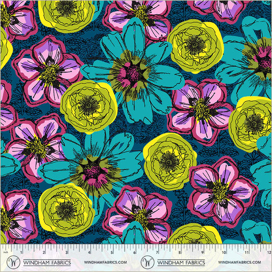 Winding Road by Natalie Barnes : Flower Fields Teal 55006-2