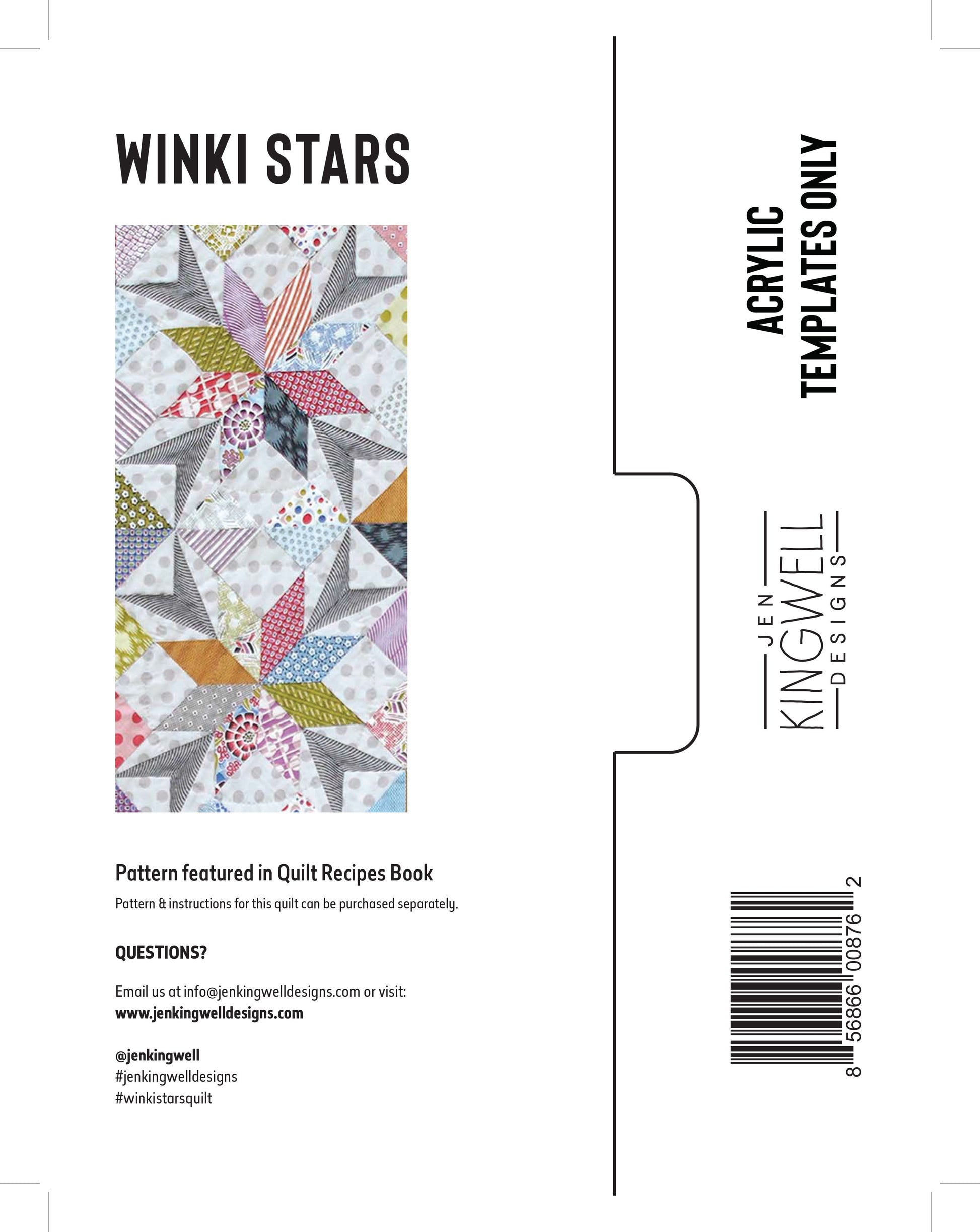 Winki Stars Acrylic Template Only by Jen Kingwell Designs - Special Order