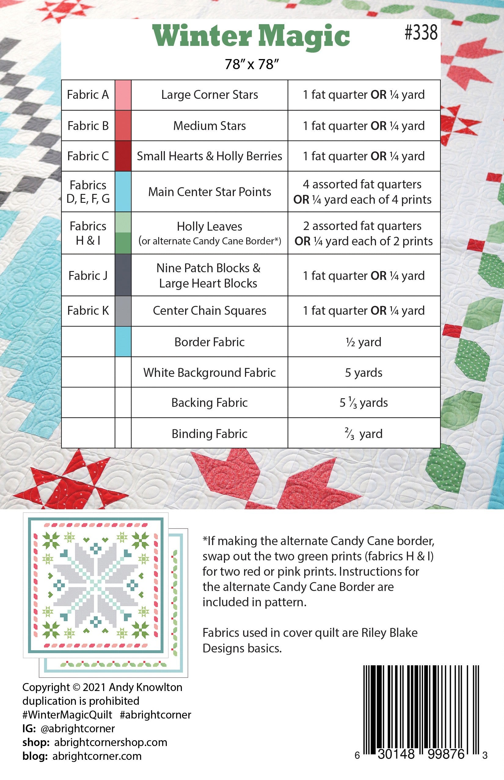 Winter Magic Quilt Pattern by A Bright Corner - AKBC338 -