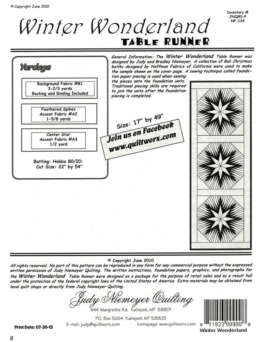 Winter Wonderland Snow Flakes Table Runner - Updated Version # JNQ90P - Special Order