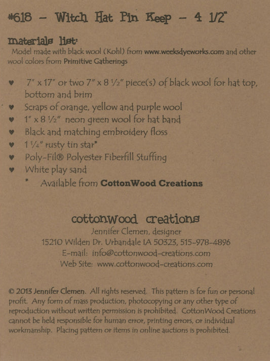 Witch Hat Pin Keep # CWC618 - Special Order