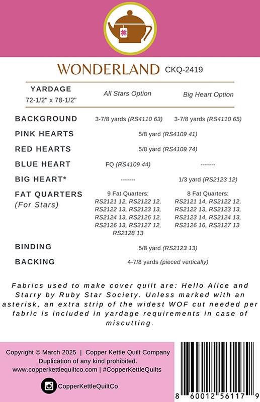 Wonderland Quilt Pattern by Copper Kettle Quilt Co