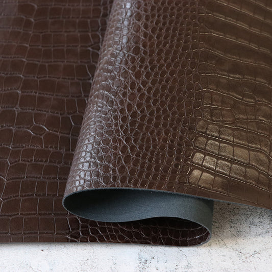 Woodland Brown Faux Alligator Leather - Special Order