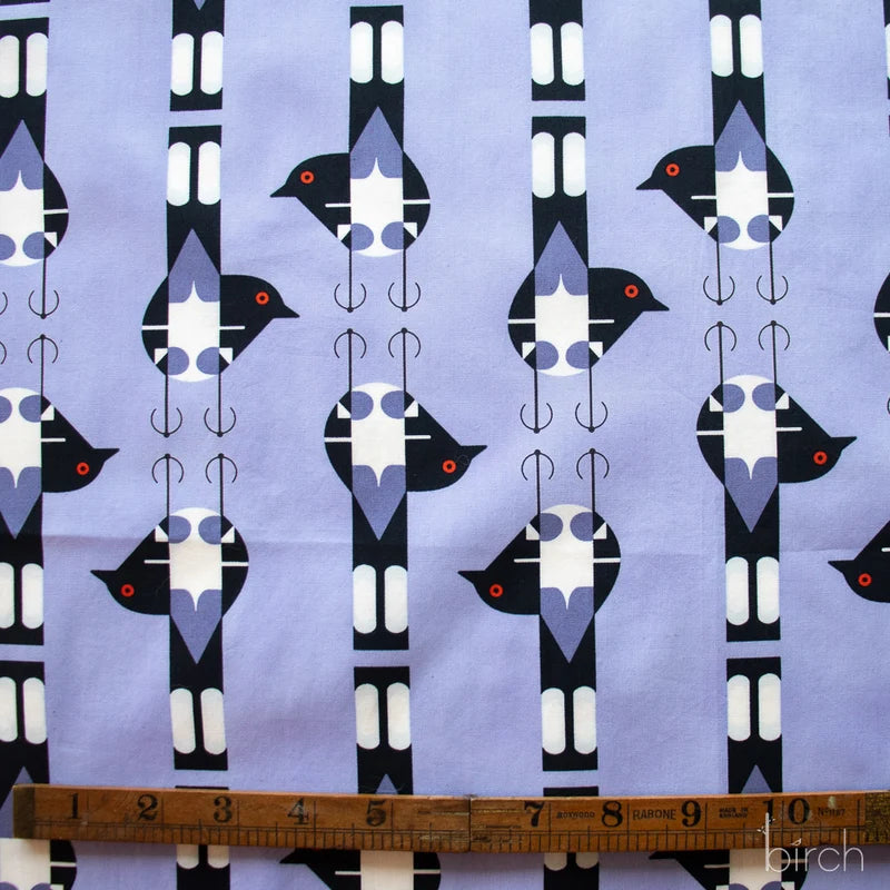 Woodland Wonders by Charley Harper : Spotted Tail Blackbird Lavender CH-464-LAVENDER