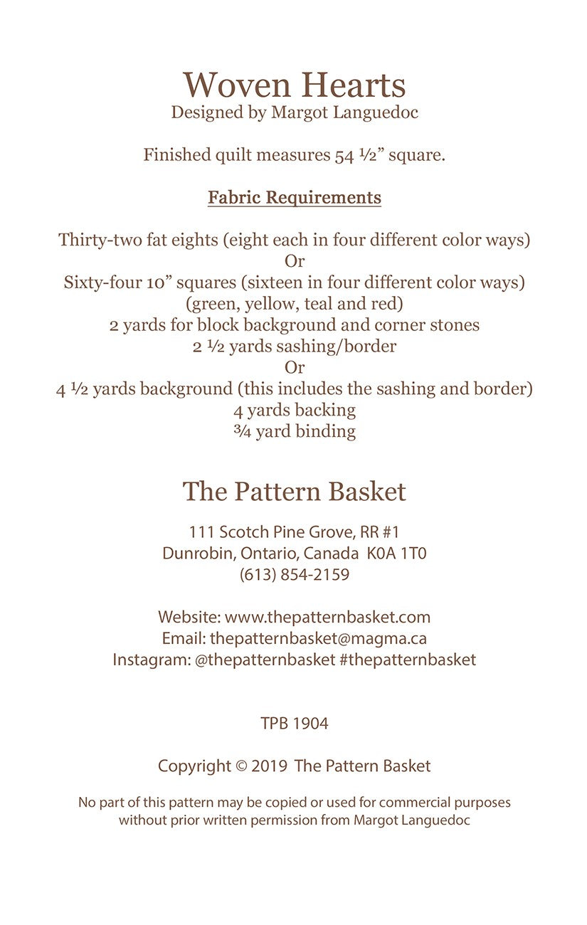 Woven Hearts Quilt Pattern by The Pattern Basket
