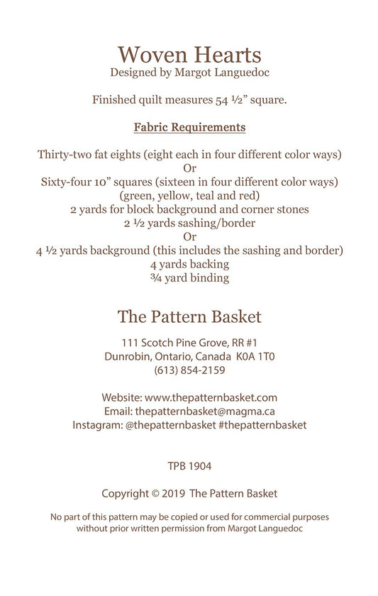 Woven Hearts Quilt Pattern by The Pattern Basket