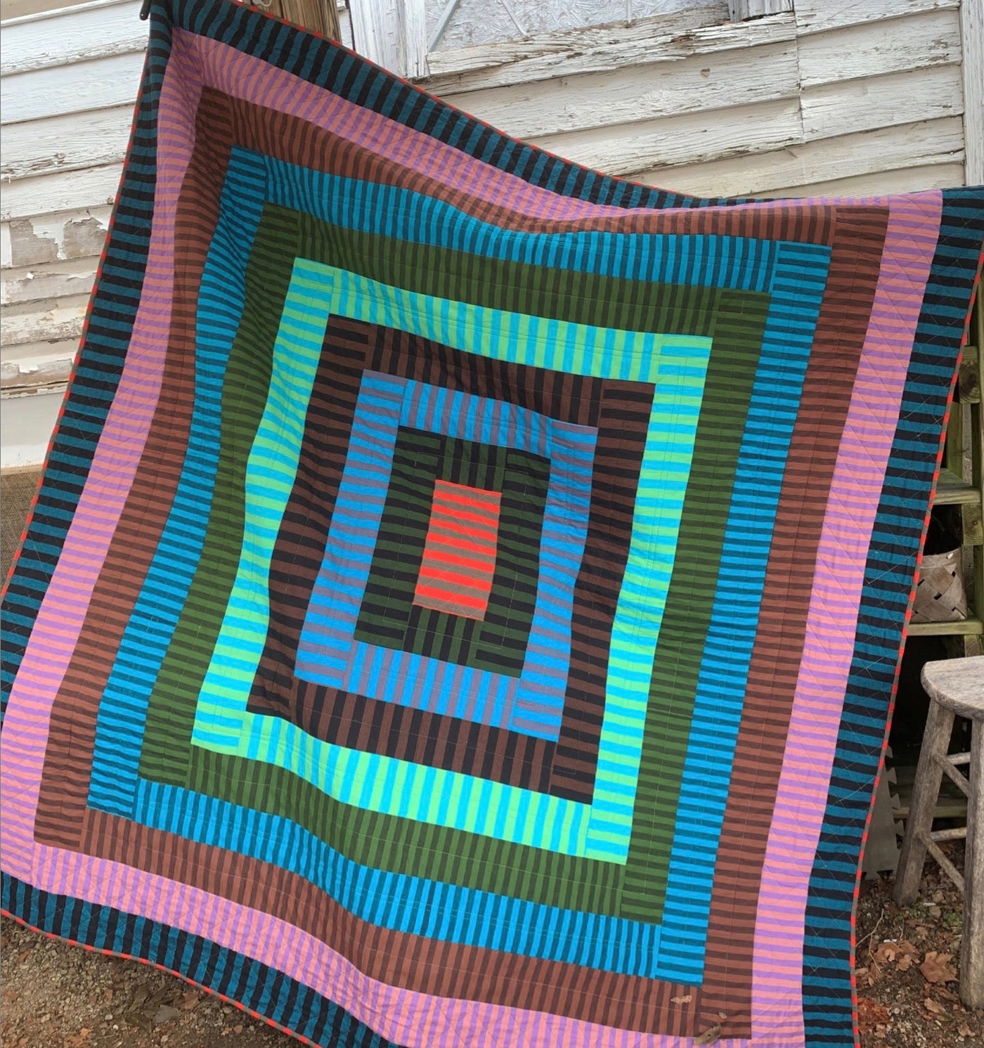 Woven Stripes by Kaffe Fassett : Shot Striped Frames Quilt - Free PDF Pattern