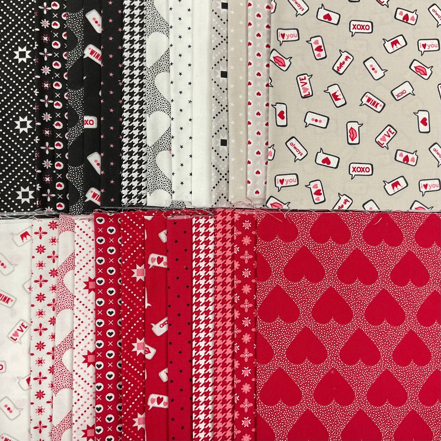 XOXO by April Rosenthal : 10” x 21” Fabric Cuts - 26 Pieces