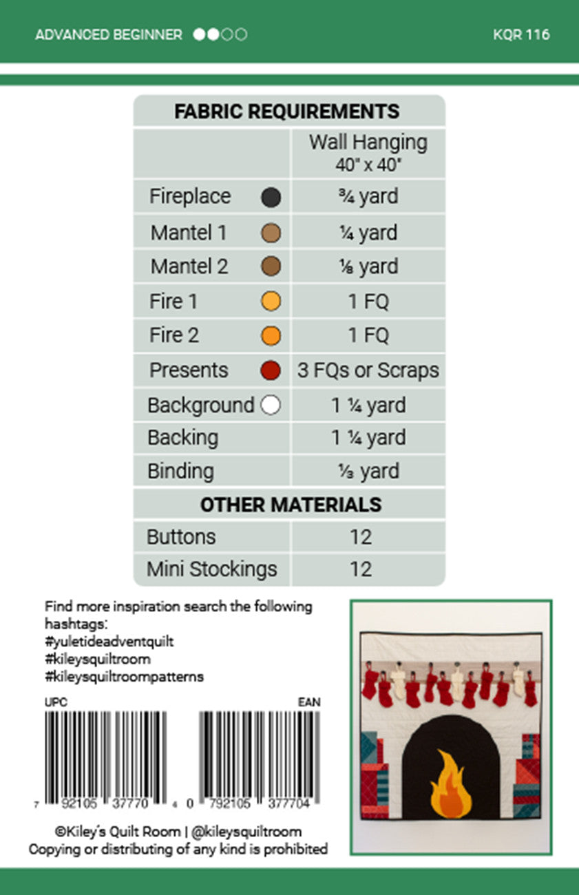 Yule Tide Advent Quilt Pattern by Kiley's Quilt Room