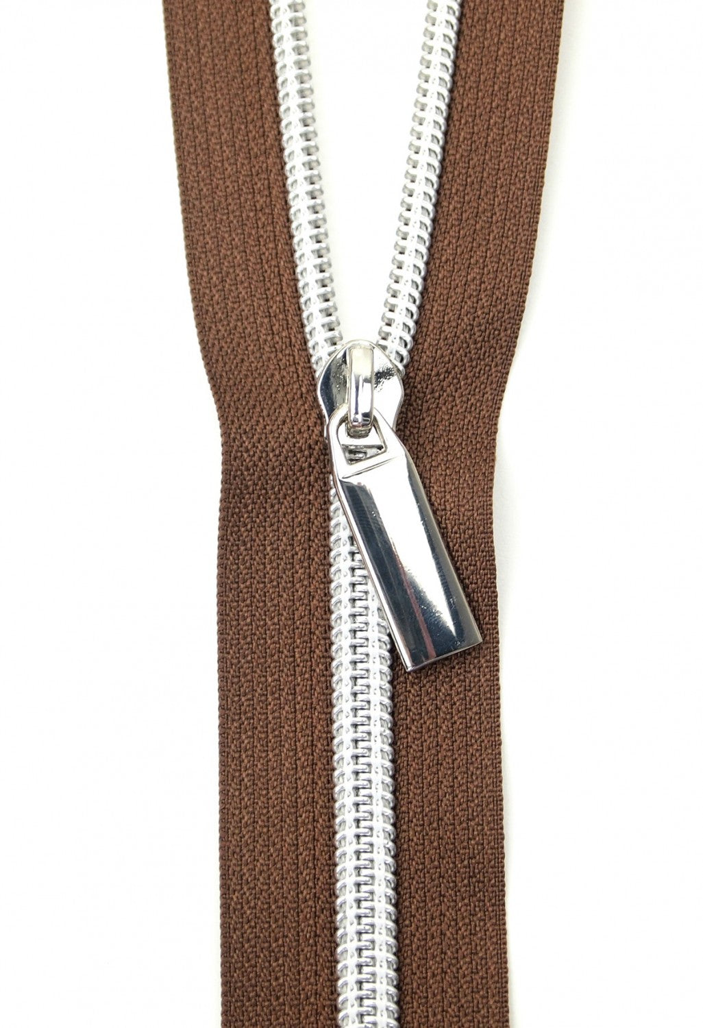 Nylon Coil Zippers: 3 Yards with 9 Pulls Brown #5 - Special Order - Multiple Colors