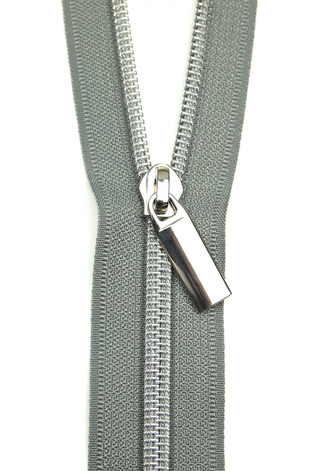 Nylon Coil Zippers: 3 Yards with 9 Pulls Grey #5 - Special Order - Multiple Colors