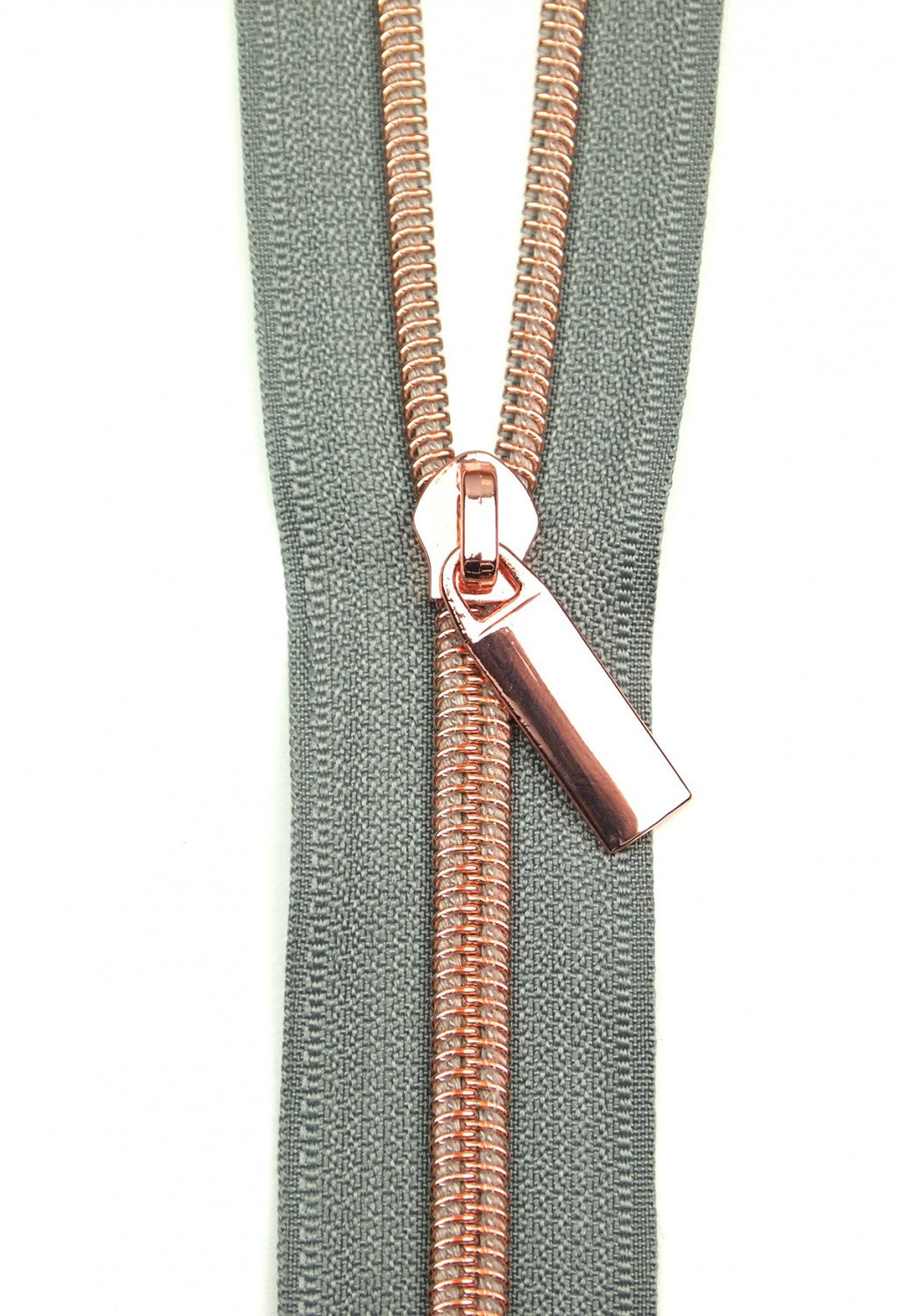 Nylon Coil Zippers: 3 Yards with 9 Pulls Grey #5 - Special Order - Multiple Colors