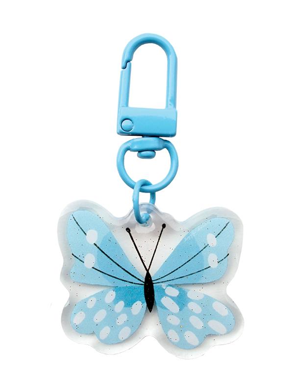 Zipper Glitter Charm Blu Butterfly