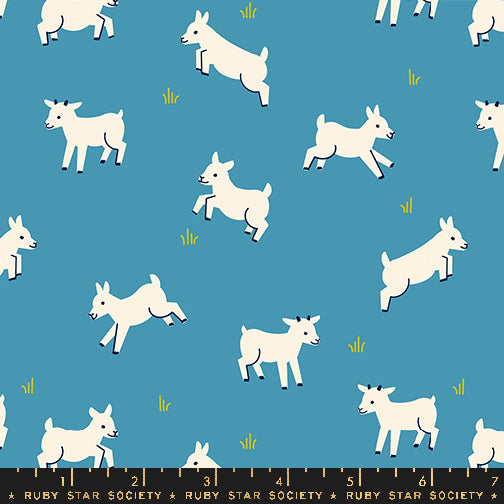 animal animal by Ruby Star Collaborative : Baby Goats Vintage Blue RS5166 13