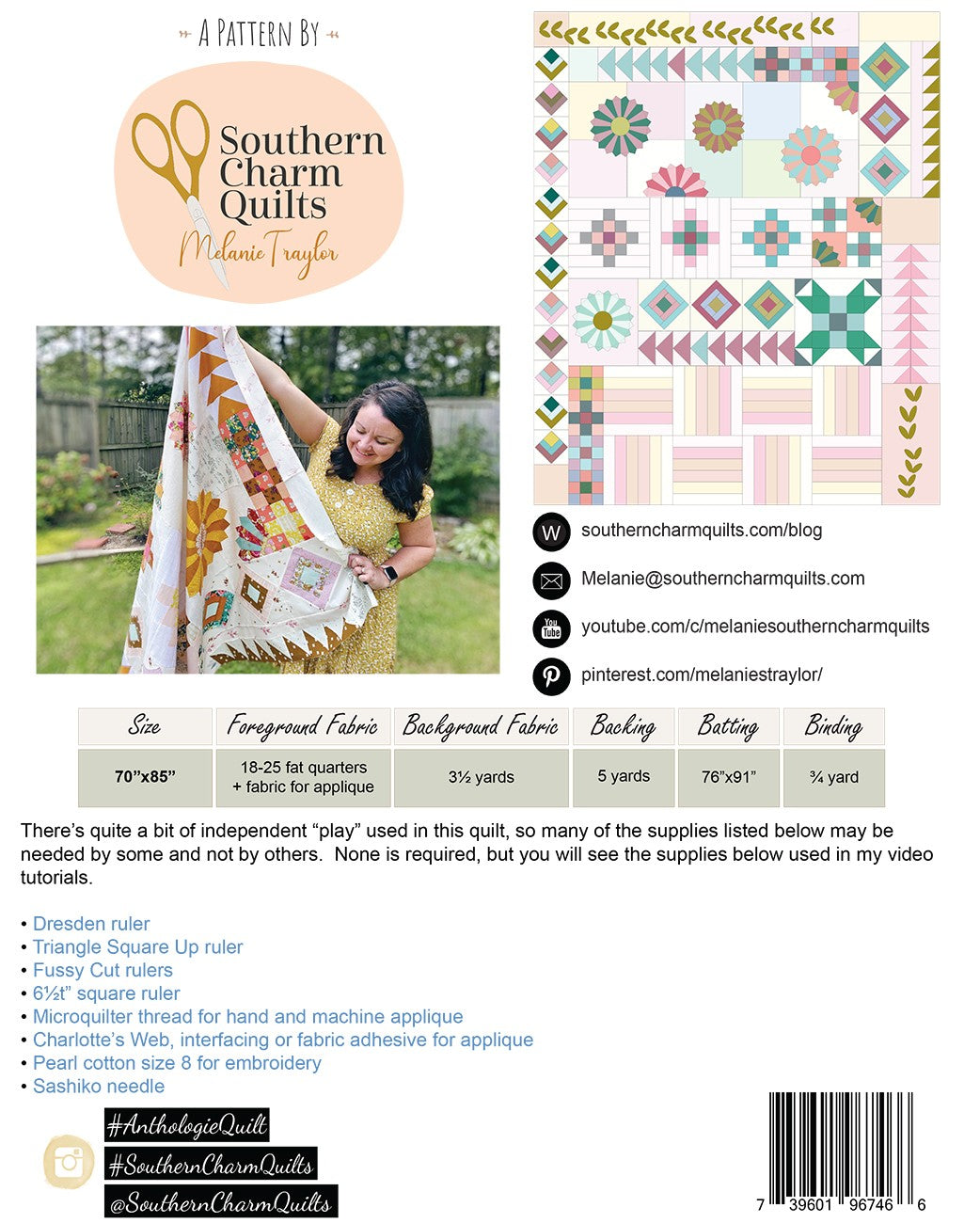 Anthologie Quilt Pattern # SCQ-115- Special Order