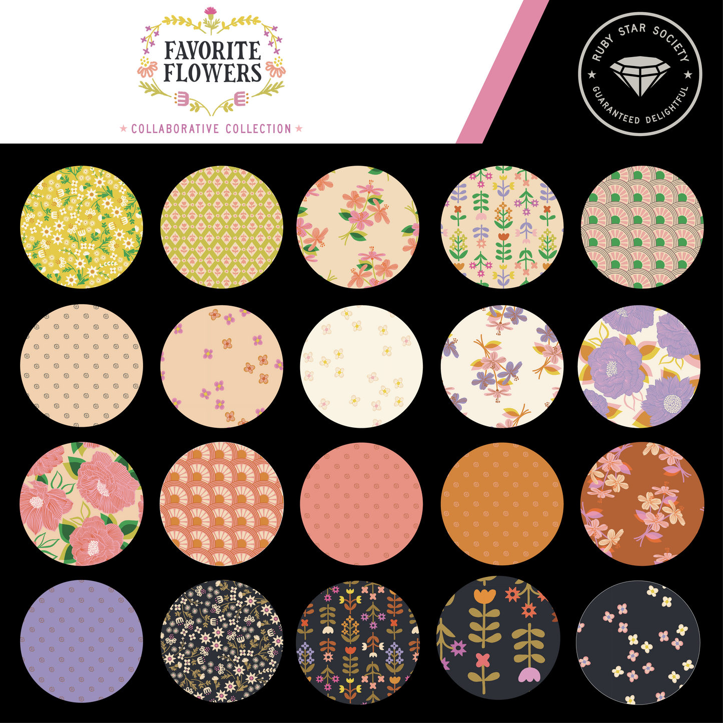 Favorite Flowers by Ruby Star Collaborative : Stamped Flower Turmeric RS5150 14 (Estimated Ship Date Aug. 2024)