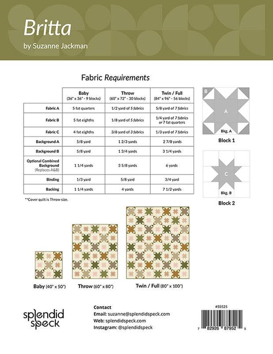 Britta Quilt Pattern by The Splendid Speck