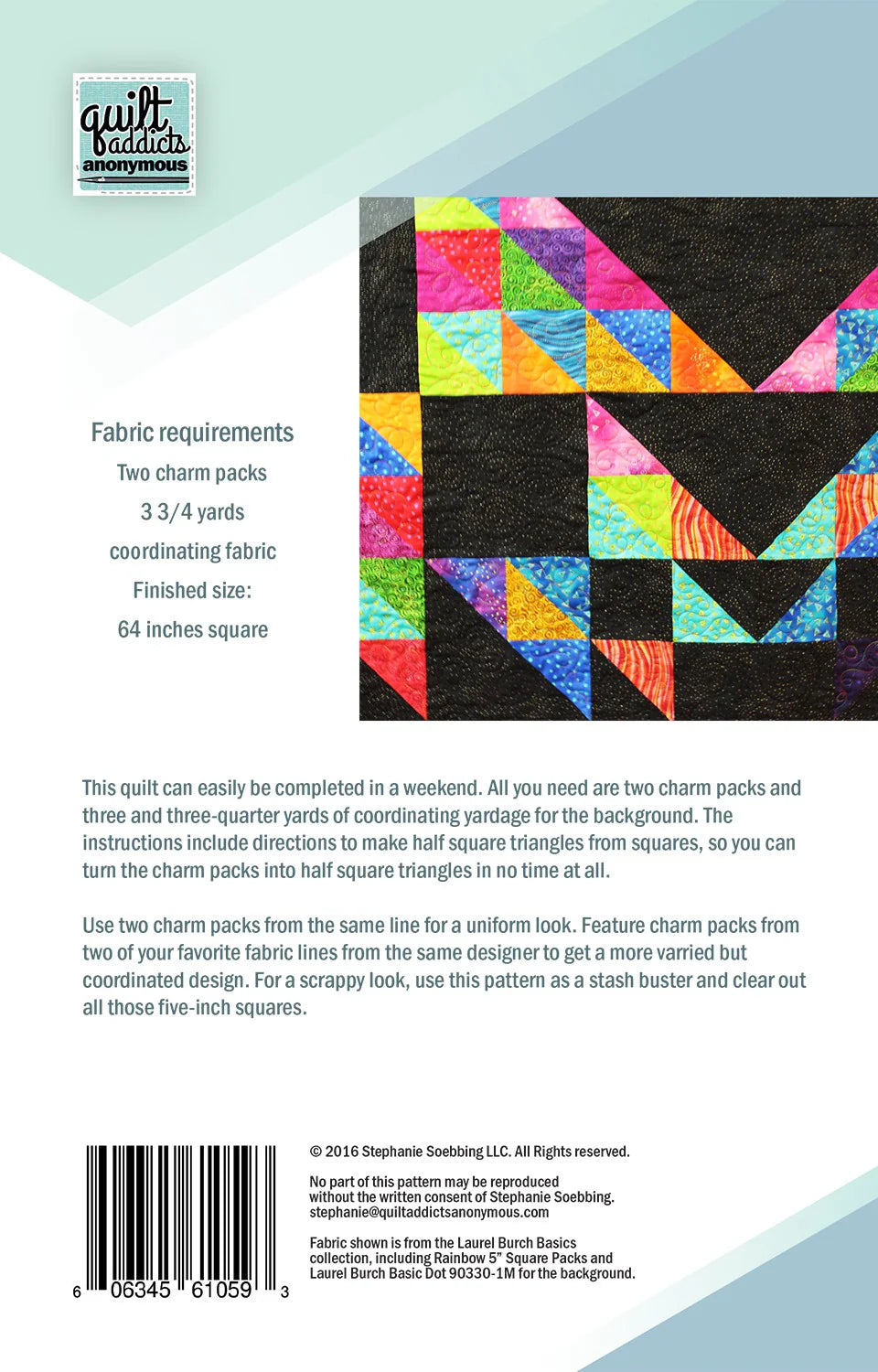 Charm Squared Quilt Kit featuring Bright Colorstory by Robert Kaufman Fabrics