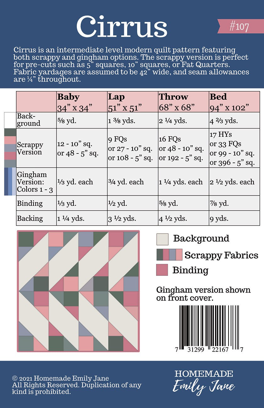 Cirrus Quilt Pattern # HMEJ107 -Special Order