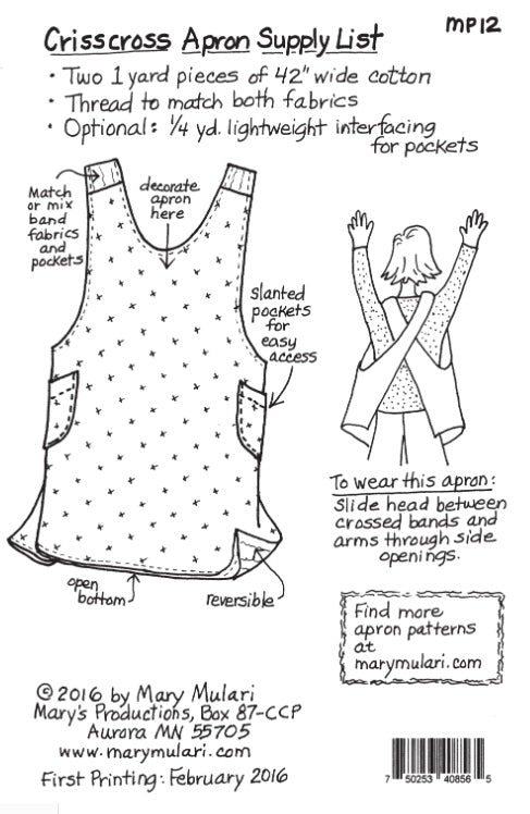 Crisscross Apron Pattern by Mary's Productions