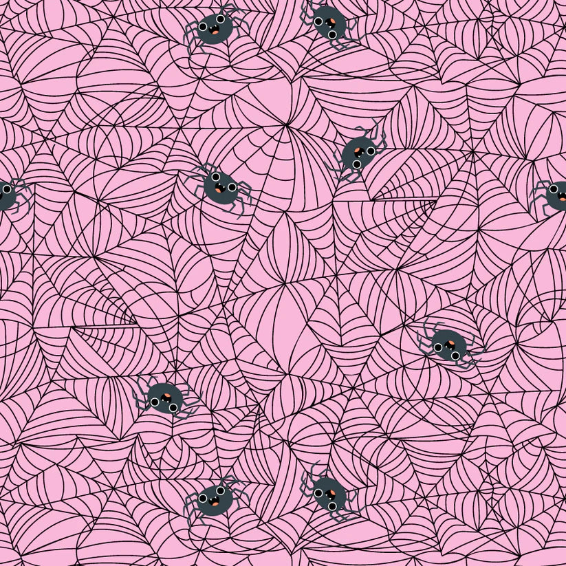 Not Scary by Poppie Cotton : Spunky Spidey Pink