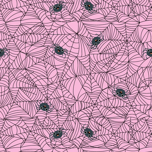 Not Scary by Poppie Cotton : Spunky Spidey Pink