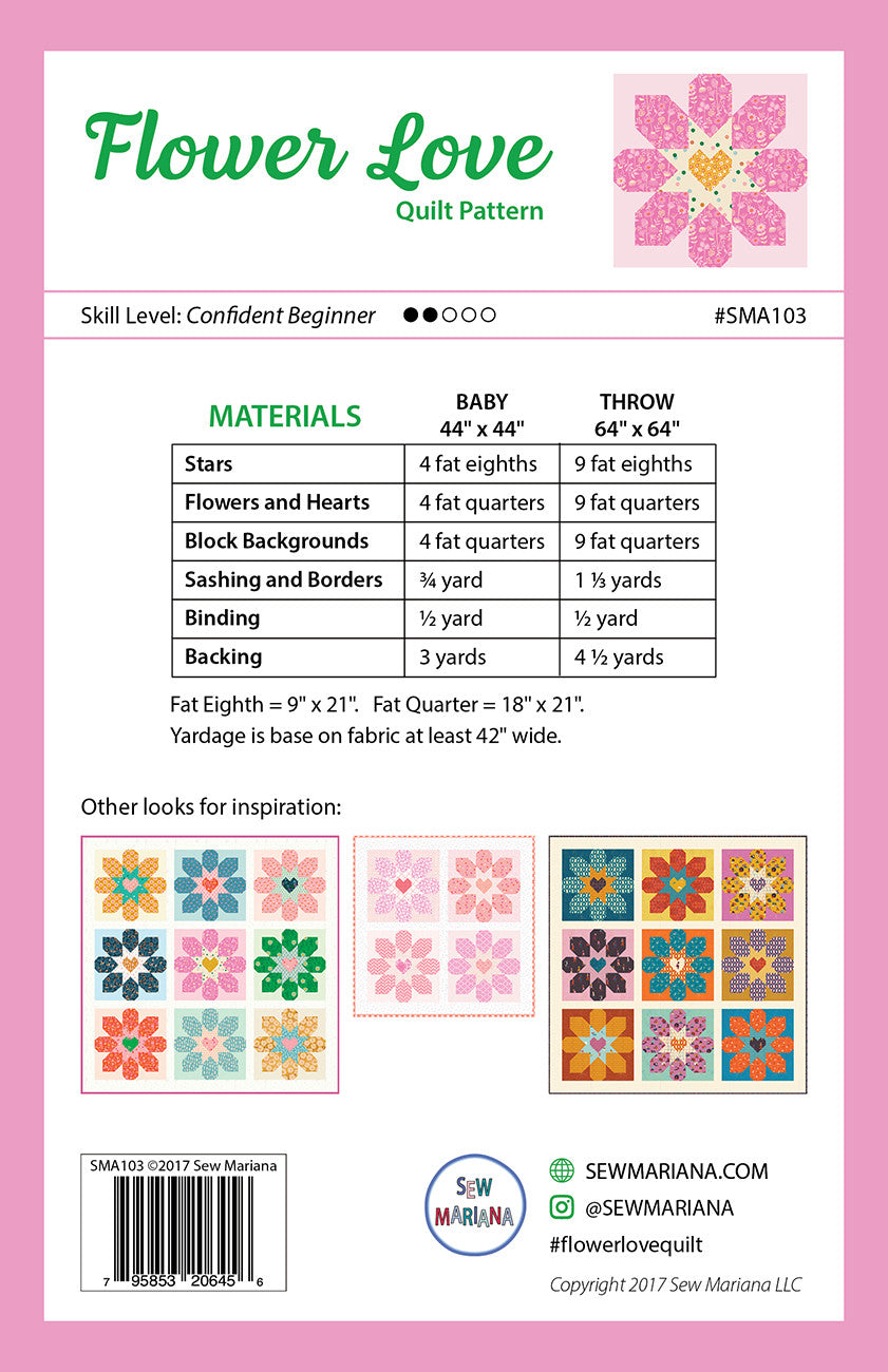 Flower Love Quilt Pattern # SMA-103 - Special Order