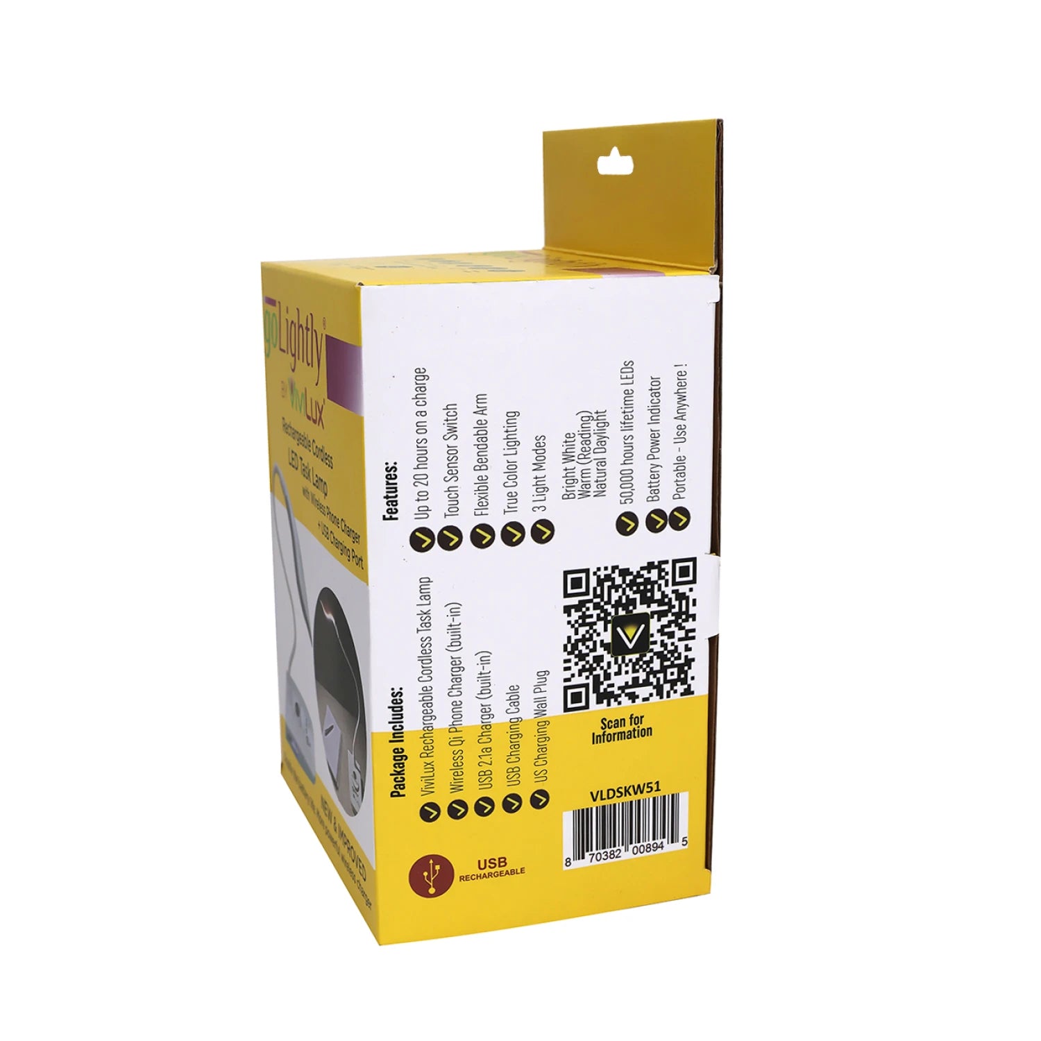 goLightly by ViviLux Task Lamp w Wireless Charger # VLDSKW51 - Special Order