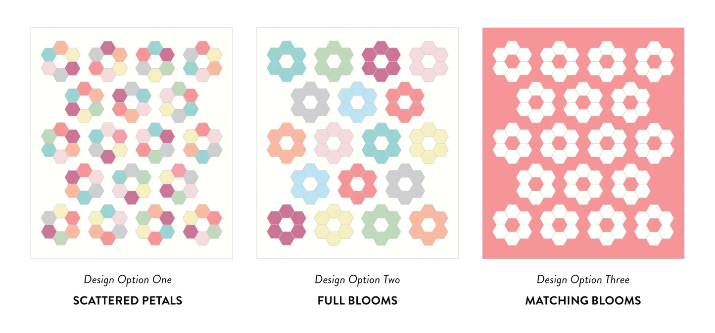 Hexie Blooms Quilt - Fabric Bundle - Multiple Sizes & Color Options