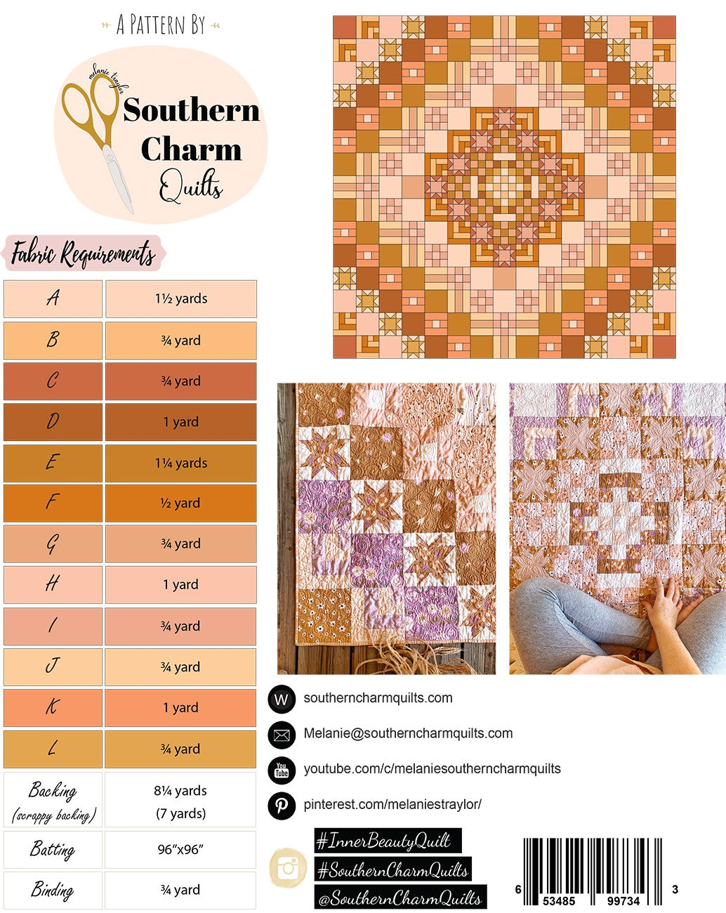 Inner Beauty Quilt Pattern # SCQ-124 - Special Order