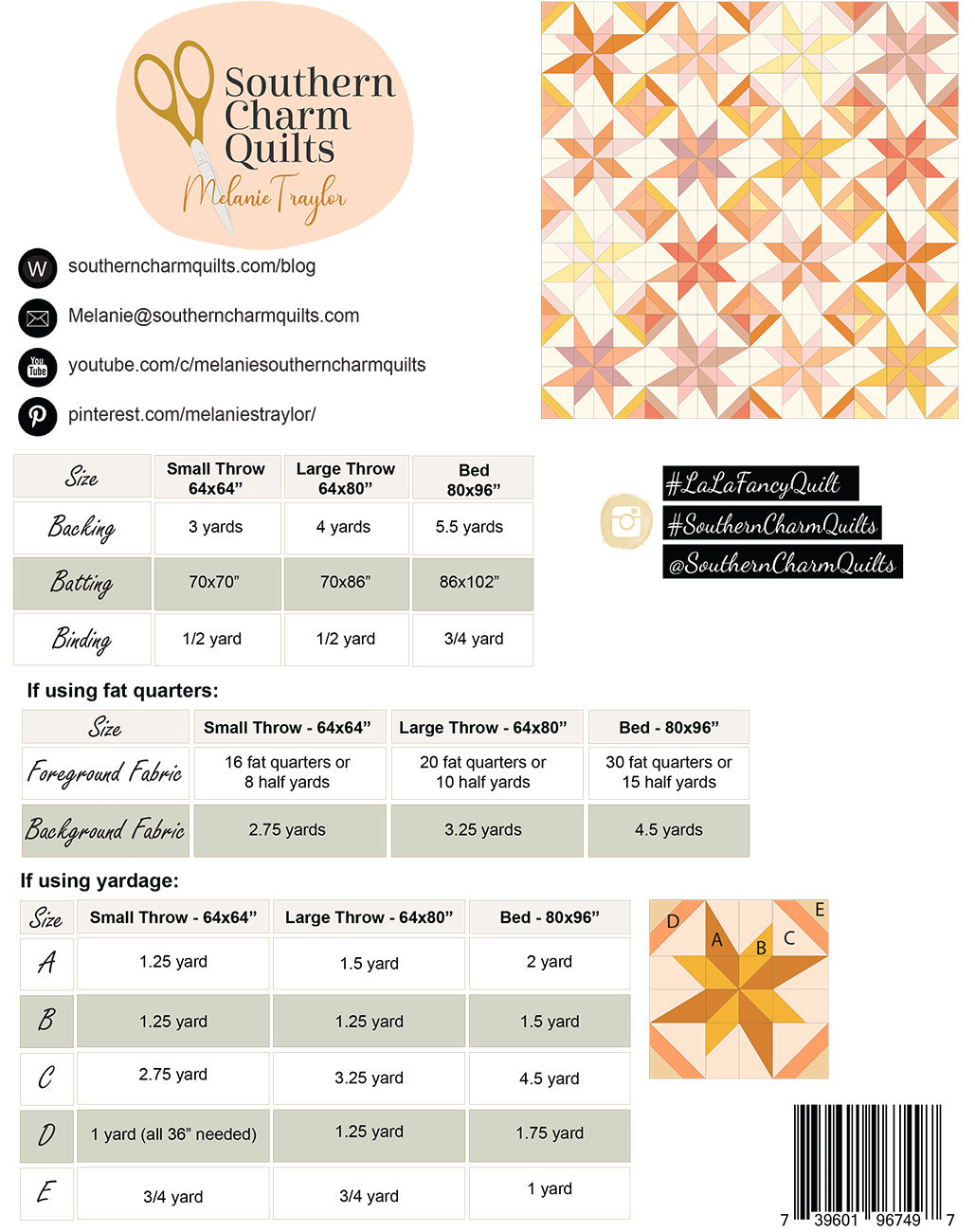 LaLa Fancy Quilt Pattern # SCQ-116 - Special Order