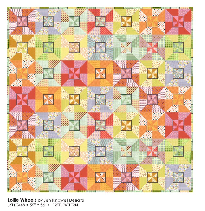 Mixed Bag of Bonbons/Lollies by Jen Kingwell Designs : Lollie Wheels Quilt Kit (Estimated Arrival - April 2025)