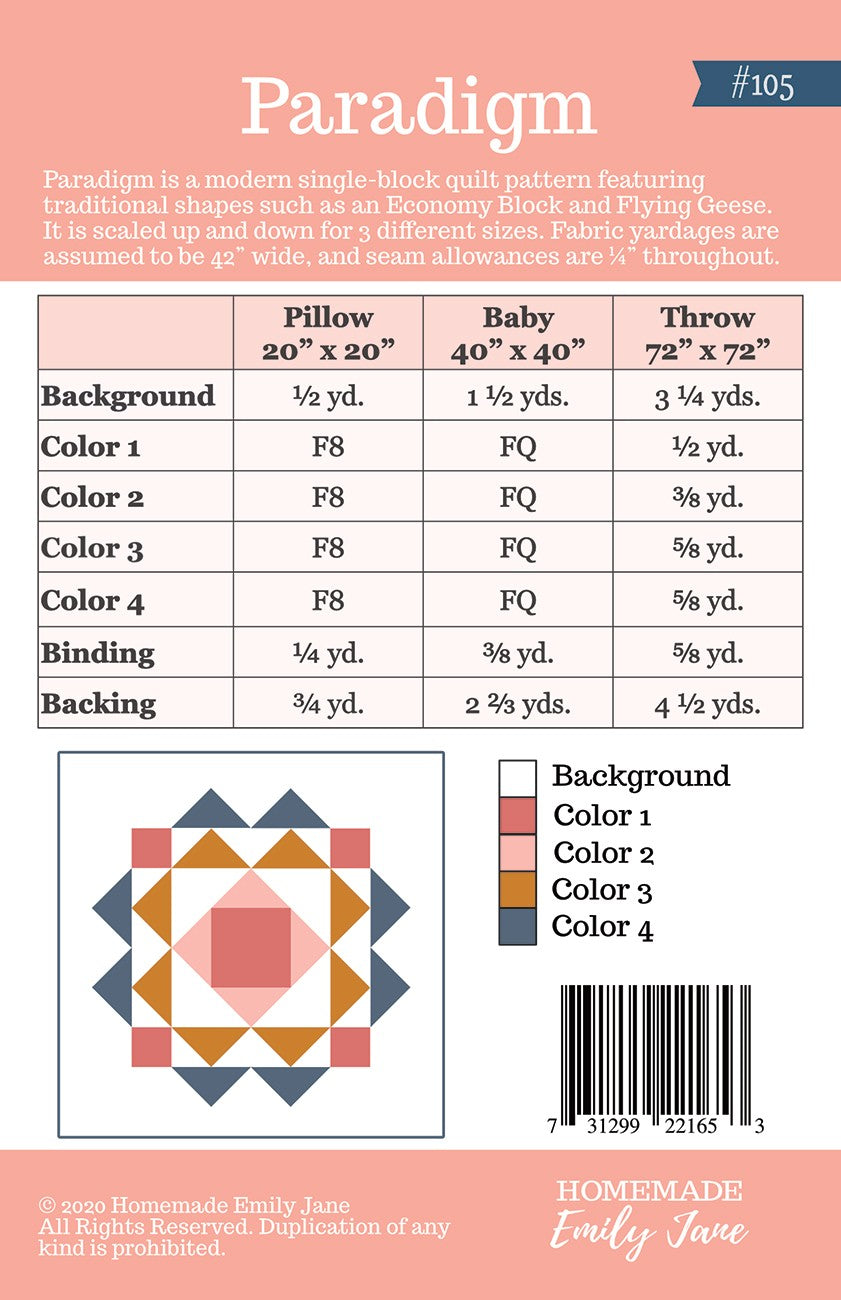 Paradigm Quilt Pattern # HMEJ105 - Special Order