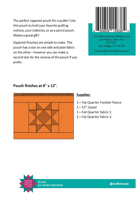 Sawtooth Zip Pouch Pattern by Carolina Moore CM202105 - Special Order