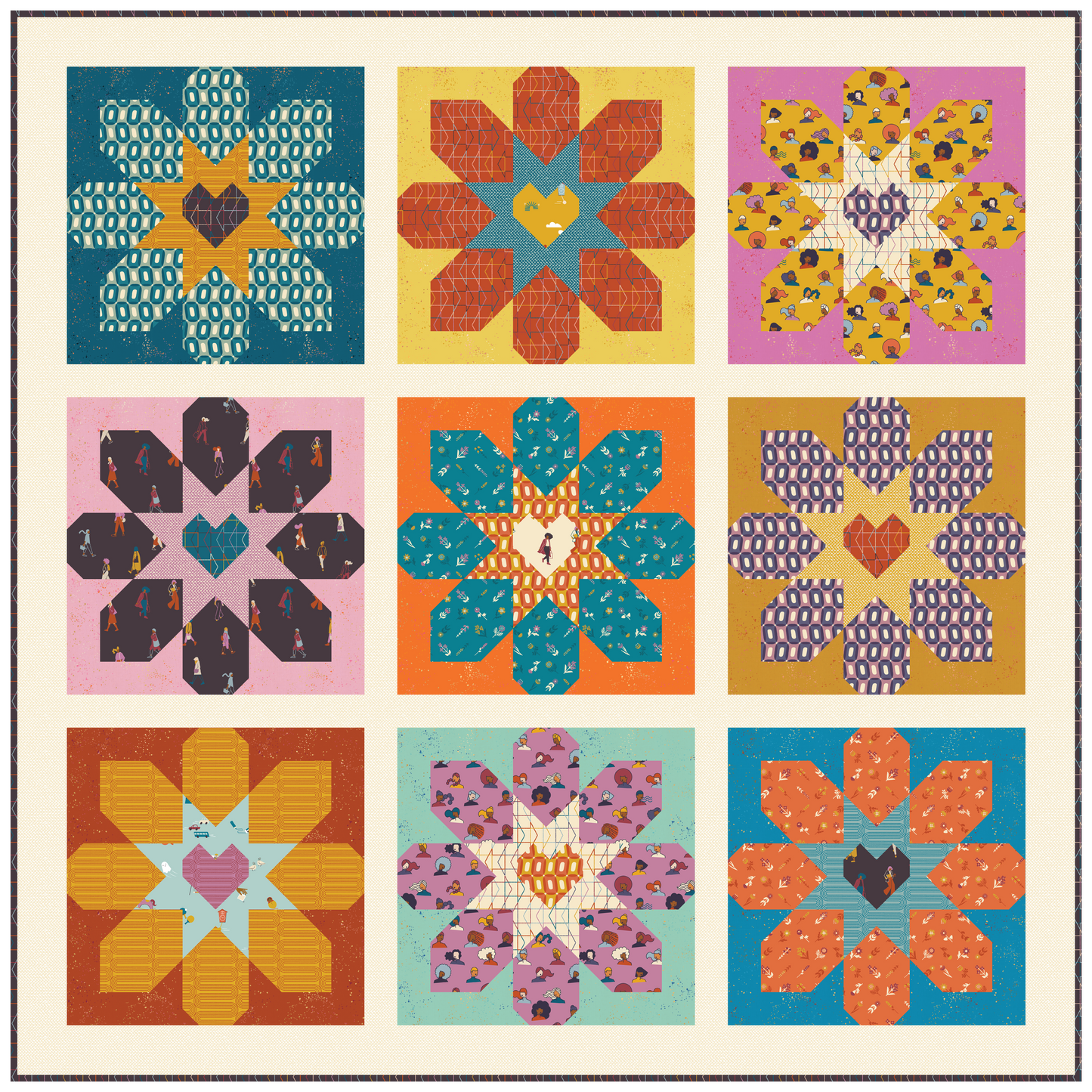 Flower Love Quilt Kit featuring To and Fro by Rashida Coleman Hale