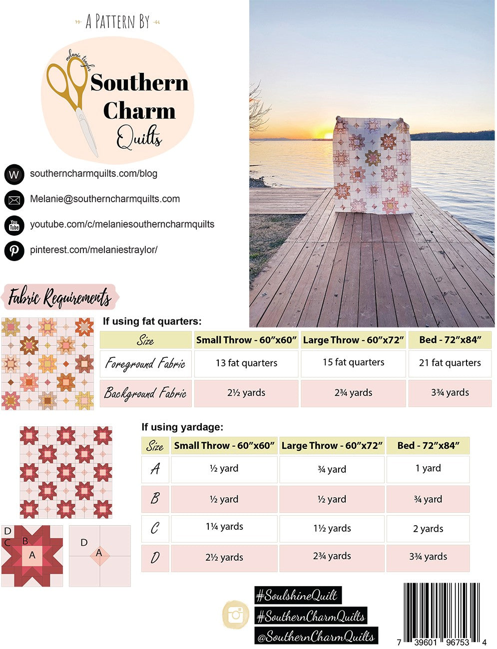 Soulshine Quilt Pattern # SCQ-120 -Special Order