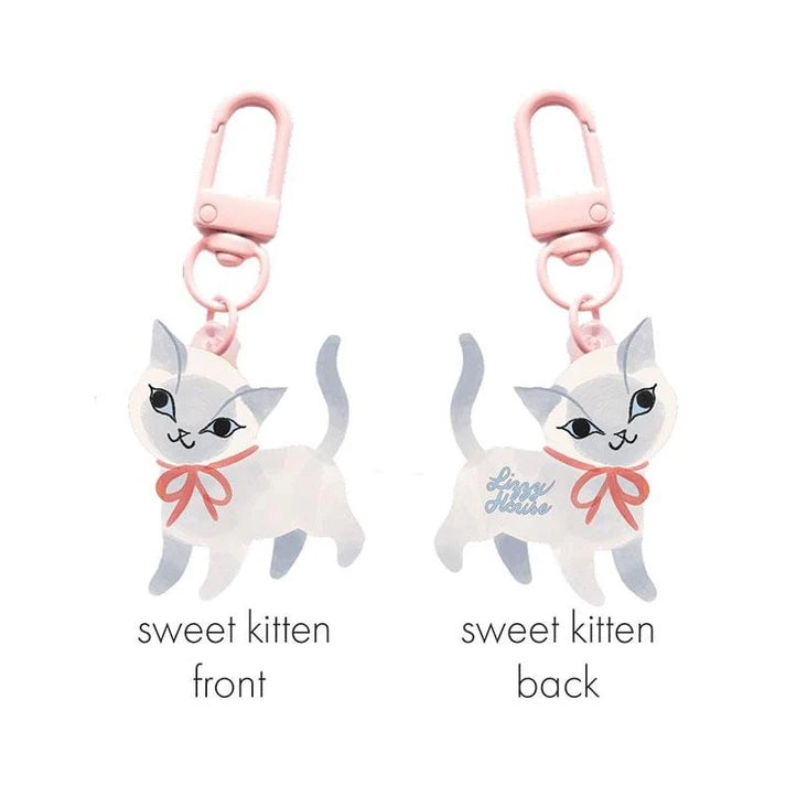 Sweet Kitten Glitter Zipper Charm by Lizzy House