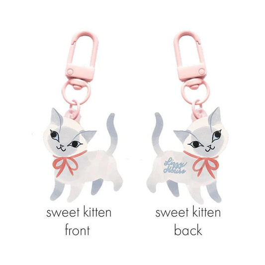 Sweet Kitten Glitter Zipper Charm by Lizzy House