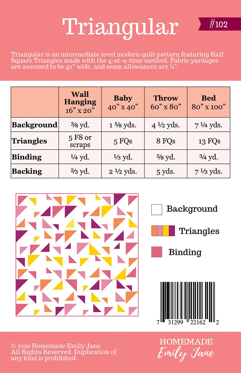 Triangular Quilt Pattern # HMEJ102 - Special Order