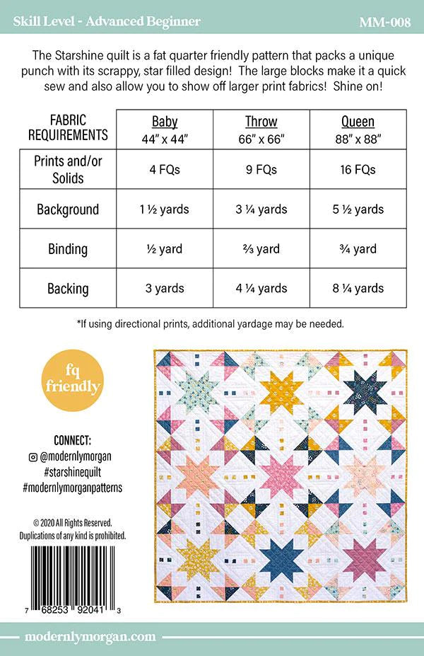 Starshine Quilt avec Art Gallery Pure Solids : Kit de courtepointe