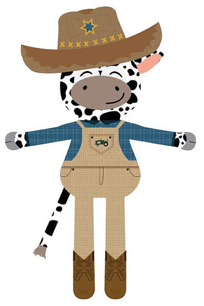 Country Life Boris the Cow Doll Panel by Jennifer Long
