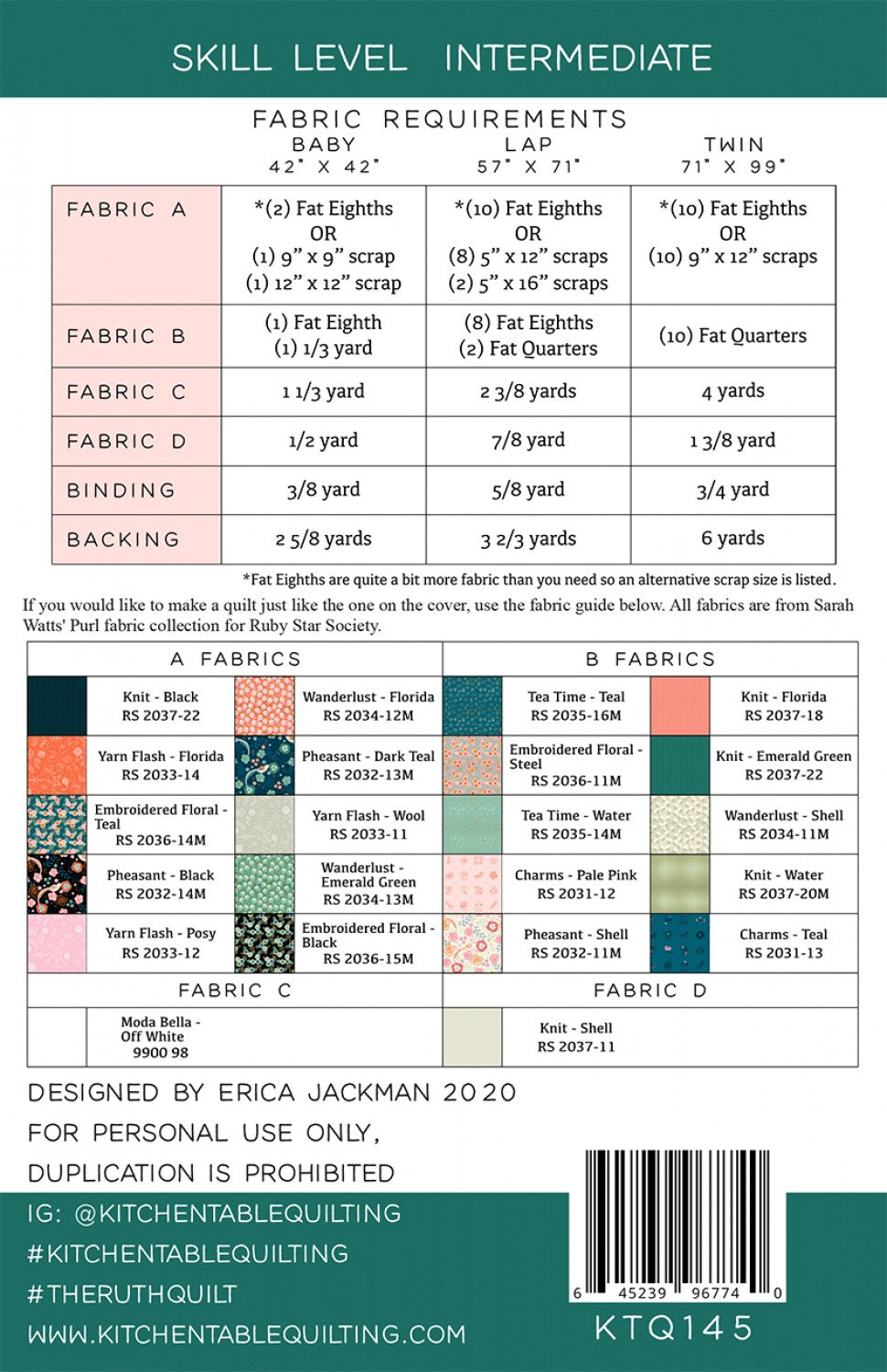 The Ruth Quilt Pattern by Kitchen Table Quilting