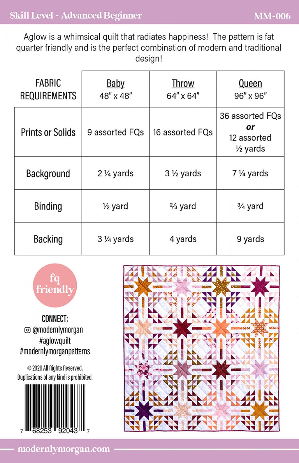 Aglow Quilt Pattern by Modernly Morgan