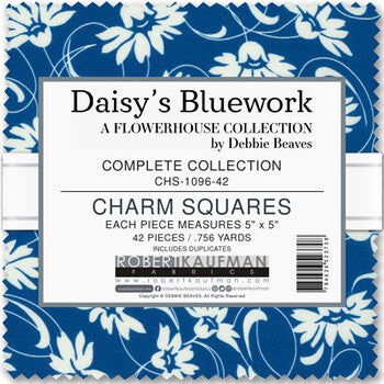 Flowerhouse: Daisy's Bluework by Debbie Beaves - Charm Pack