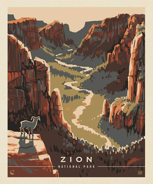 Panneau d'affiches des parcs nationaux : Panneau Zion par Anderson Design Group