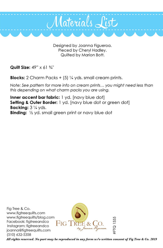 Charm Pack Picnic Quilt Pattern by Fig Tree & Co