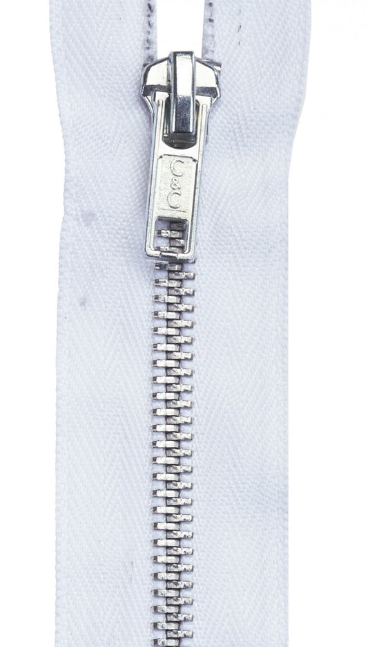 Heavy Weight Aluminum 1-Way Separating Zipper 20in White : Coats & Clark
