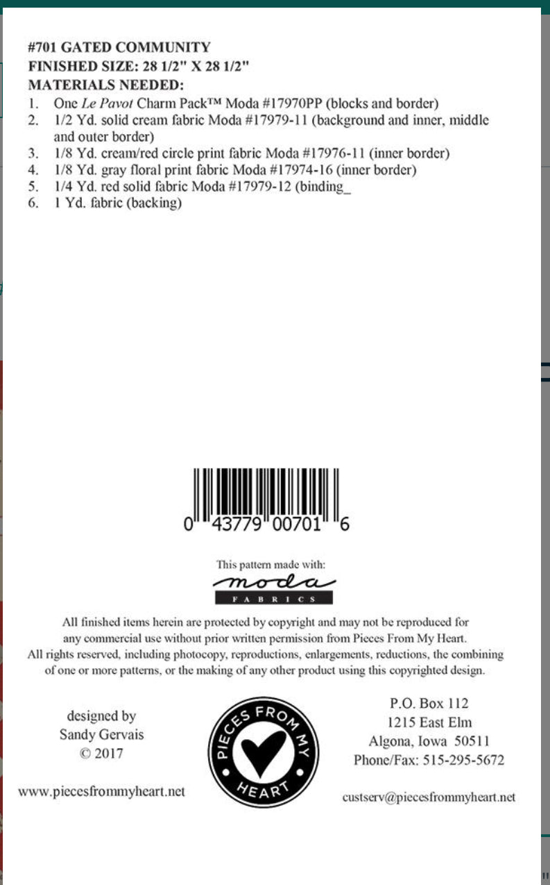 Gated Community Quilt Pattern by Sandy Gervais